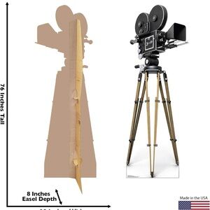 HOLLYWOOD MOVIE CAMERA 2644 LIFE SIZE CARDBOARD STANDUP/CUTOUT 76” TALL THEATRE